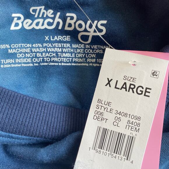 NEW THE BEACH BOYS Tie Dye Crew Neck Graphic Sweatshirt Size XL Blue Loungewear - Picture 3 of 3